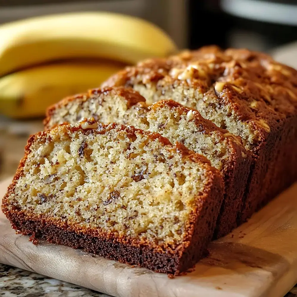 Banana Bread with Sliced Bananas on Top The cottage cheese banana bread recipe